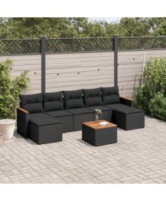 vidaXL 8-cz. zestaw wypoczynkowy do ogrodu, z poduszkami, czarny Dārza mēbeļu komplekti