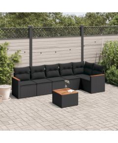 vidaXL 7-cz. zestaw wypoczynkowy do ogrodu, z poduszkami, czarny Dārza mēbeļu komplekti