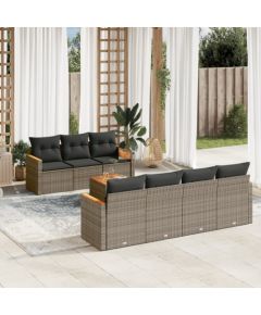 vidaXL 8-cz. zestaw mebli ogrodowych z poduszkami, szary, polirattan Dārza mēbeļu komplekti