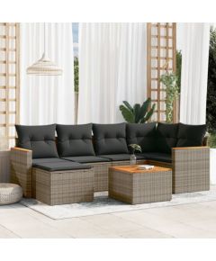 vidaXL 7-cz. zestaw wypoczynkowy do ogrodu, z poduszkami, szary Dārza mēbeļu komplekti