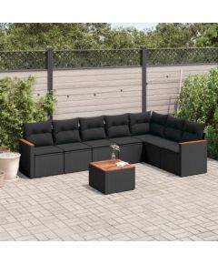 vidaXL 8-cz. zestaw wypoczynkowy do ogrodu, z poduszkami, czarny Dārza mēbeļu komplekti