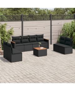 vidaXL 9-cz. zestaw wypoczynkowy do ogrodu, z poduszkami, czarny Dārza mēbeļu komplekti