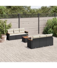 vidaXL 7-cz. zestaw wypoczynkowy do ogrodu, z poduszkami, czarny Dārza mēbeļu komplekti