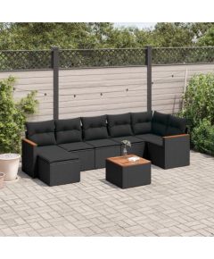 vidaXL 8-cz. zestaw wypoczynkowy do ogrodu, z poduszkami, czarny Dārza mēbeļu komplekti