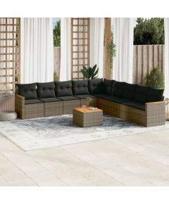 vidaXL 10-cz. zestaw wypoczynkowy do ogrodu, z poduszkami, szary Dārza mēbeļu komplekti