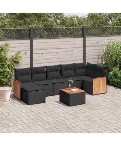 vidaXL 8-cz. zestaw wypoczynkowy do ogrodu, z poduszkami, czarny Dārza mēbeļu komplekti