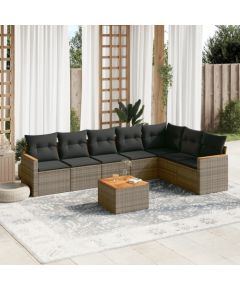 vidaXL 8-cz. zestaw mebli ogrodowych z poduszkami, szary, polirattan Dārza mēbeļu komplekti