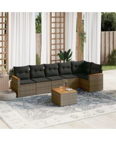 vidaXL 7-cz. zestaw wypoczynkowy do ogrodu, z poduszkami, szary Dārza mēbeļu komplekti