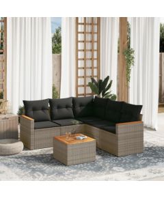 vidaXL 6-cz. zestaw mebli ogrodowych z poduszkami, szary, polirattan Dārza mēbeļu komplekti