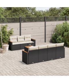 vidaXL 8-cz. zestaw wypoczynkowy do ogrodu, z poduszkami, czarny Dārza mēbeļu komplekti