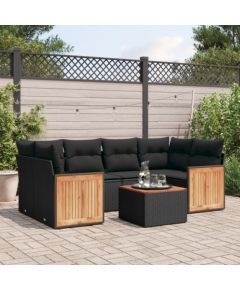 vidaXL 7-cz. zestaw wypoczynkowy do ogrodu, z poduszkami, czarny Dārza mēbeļu komplekti