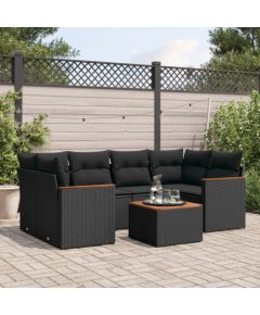 vidaXL 7-cz. zestaw wypoczynkowy do ogrodu, z poduszkami, czarny Dārza mēbeļu komplekti