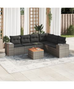 vidaXL 7-cz. zestaw wypoczynkowy do ogrodu, z poduszkami, szary Dārza mēbeļu komplekti