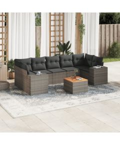 vidaXL 8-cz. zestaw mebli ogrodowych z poduszkami, szary, polirattan Dārza mēbeļu komplekti