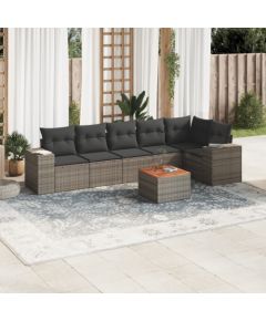 vidaXL 7-cz. zestaw wypoczynkowy do ogrodu, z poduszkami, szary Dārza mēbeļu komplekti