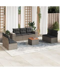 vidaXL 8-cz. zestaw mebli ogrodowych z poduszkami, szary, polirattan Dārza mēbeļu komplekti