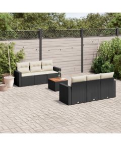 vidaXL 7-cz. zestaw wypoczynkowy do ogrodu, z poduszkami, czarny Dārza mēbeļu komplekti