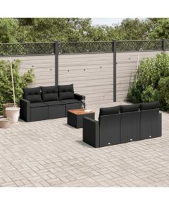 vidaXL 7-cz. zestaw wypoczynkowy do ogrodu, z poduszkami, czarny Dārza mēbeļu komplekti