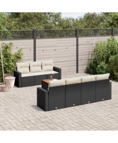 vidaXL 8-cz. zestaw wypoczynkowy do ogrodu, z poduszkami, czarny Dārza mēbeļu komplekti