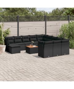 vidaXL 13-cz. zestaw mebli do ogrodu, poduszki, czarny, rattan PE Dārza mēbeļu komplekti