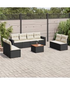 vidaXL 9-cz. zestaw wypoczynkowy do ogrodu, z poduszkami, czarny Dārza mēbeļu komplekti