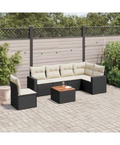 vidaXL 7-cz. zestaw wypoczynkowy do ogrodu, z poduszkami, czarny Dārza mēbeļu komplekti