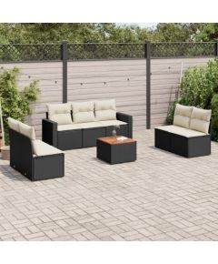 vidaXL 8-cz. zestaw wypoczynkowy do ogrodu, z poduszkami, czarny Dārza mēbeļu komplekti