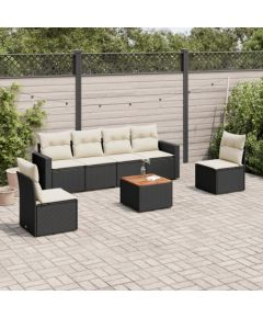 vidaXL 7-cz. zestaw wypoczynkowy do ogrodu, z poduszkami, czarny Dārza mēbeļu komplekti