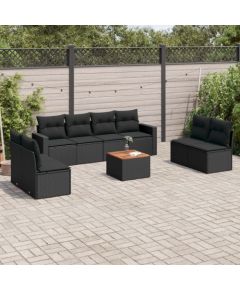 vidaXL 9-cz. zestaw wypoczynkowy do ogrodu, z poduszkami, czarny Dārza mēbeļu komplekti