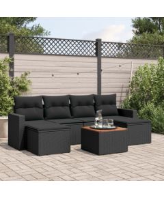 vidaXL 7-cz. zestaw wypoczynkowy do ogrodu, z poduszkami, czarny Dārza mēbeļu komplekti