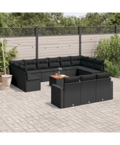 vidaXL 14-cz. zestaw wypoczynkowy do ogrodu, poduszki czarny rattan PE Dārza mēbeļu komplekti