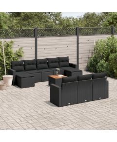 vidaXL 11-cz. zestaw wypoczynkowy do ogrodu, poduszki czarny rattan PE Dārza mēbeļu komplekti