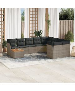 vidaXL 10-cz. zestaw wypoczynkowy do ogrodu, z poduszkami, szary Dārza mēbeļu komplekti