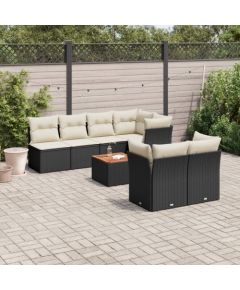 vidaXL 8-cz. zestaw wypoczynkowy do ogrodu, z poduszkami, czarny Dārza mēbeļu komplekti