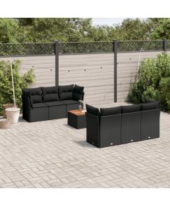 vidaXL 7-cz. zestaw wypoczynkowy do ogrodu, z poduszkami, czarny Dārza mēbeļu komplekti