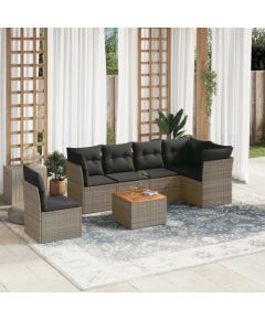 vidaXL 7-cz. zestaw wypoczynkowy do ogrodu, z poduszkami, szary Dārza mēbeļu komplekti