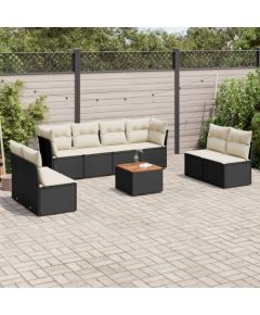 vidaXL 9-cz. zestaw wypoczynkowy do ogrodu, z poduszkami, czarny Dārza mēbeļu komplekti