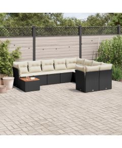 vidaXL 10-cz. zestaw wypoczynkowy do ogrodu, poduszki czarny rattan PE Dārza mēbeļu komplekti