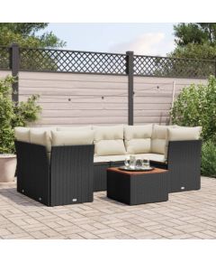 vidaXL 7-cz. zestaw wypoczynkowy do ogrodu, z poduszkami, czarny Dārza mēbeļu komplekti