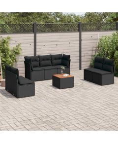 vidaXL 8-cz. zestaw wypoczynkowy do ogrodu, z poduszkami, czarny Dārza mēbeļu komplekti