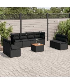 vidaXL 9-cz. zestaw wypoczynkowy do ogrodu, z poduszkami, czarny Dārza mēbeļu komplekti