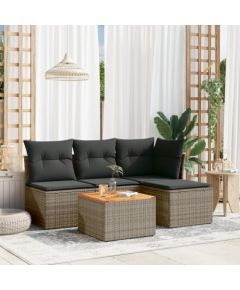 vidaXL 5-cz. zestaw wypoczynkowy do ogrodu, poduszki, szary rattan PE Dārza mēbeļu komplekti