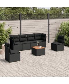 vidaXL 7-cz. zestaw wypoczynkowy do ogrodu, z poduszkami, czarny Dārza mēbeļu komplekti