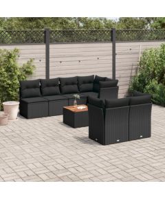 vidaXL 8-cz. zestaw wypoczynkowy do ogrodu, z poduszkami, czarny Dārza mēbeļu komplekti