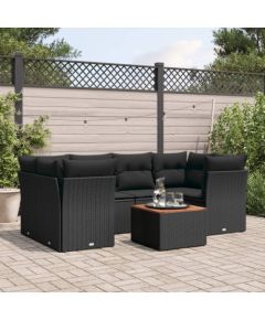 vidaXL 7-cz. zestaw wypoczynkowy do ogrodu, z poduszkami, czarny Dārza mēbeļu komplekti