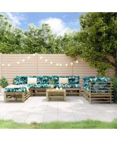 vidaXL 9-cz. zestaw mebli ogrodowych, impregnowane drewno sosnowe Dārza mēbeļu komplekti