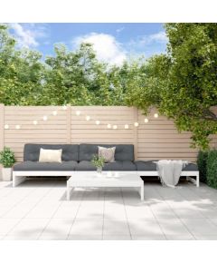 vidaXL 4-cz. zestaw mebli ogrodowych, biały, drewno sosnowe Dārza mēbeļu komplekti