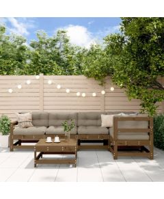 vidaXL 6-cz. zestaw wypoczynkowy do ogrodu, miodowy brąz, sosnowy Dārza mēbeļu komplekti