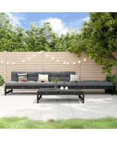 vidaXL 4-cz. zestaw mebli ogrodowych, czarny, drewno sosnowe Dārza mēbeļu komplekti