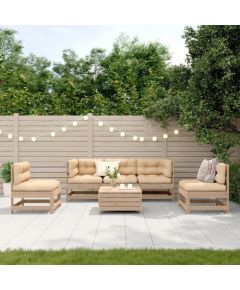 vidaXL 6-częściowy zestaw mebli ogrodowych z poduszkami, lite drewno sosnowe Dārza mēbeļu komplekti